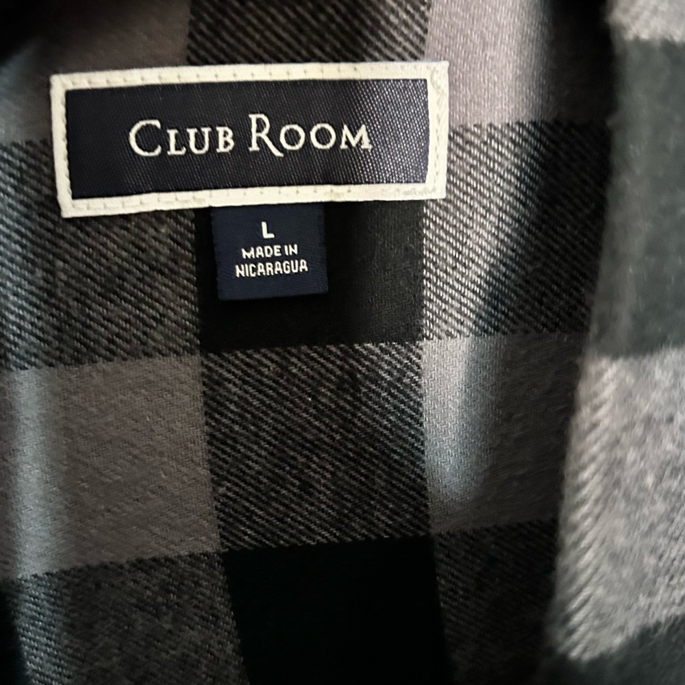 Club Room Gray and Black Plaid Shirt